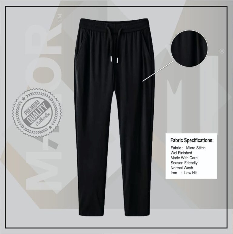 Premium Comfortable Micro Stitched Solid Trouser - BLACK - Image 1
