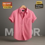 Premium Comfortable Oxford Cotton Short Sleeve Shirt For Men’s – PINK