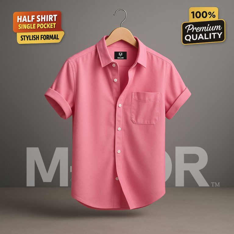 Premium Comfortable Oxford Cotton Short Sleeve Shirt For Men’s – PINK - Image 1
