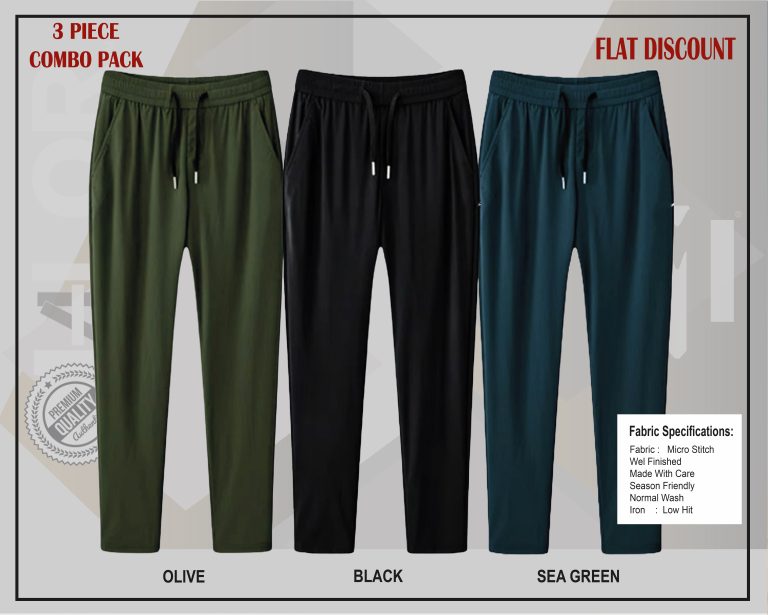 Any 3 PIECE | Premium Comfortable Micro Stitched Solid Trouser - Image 1