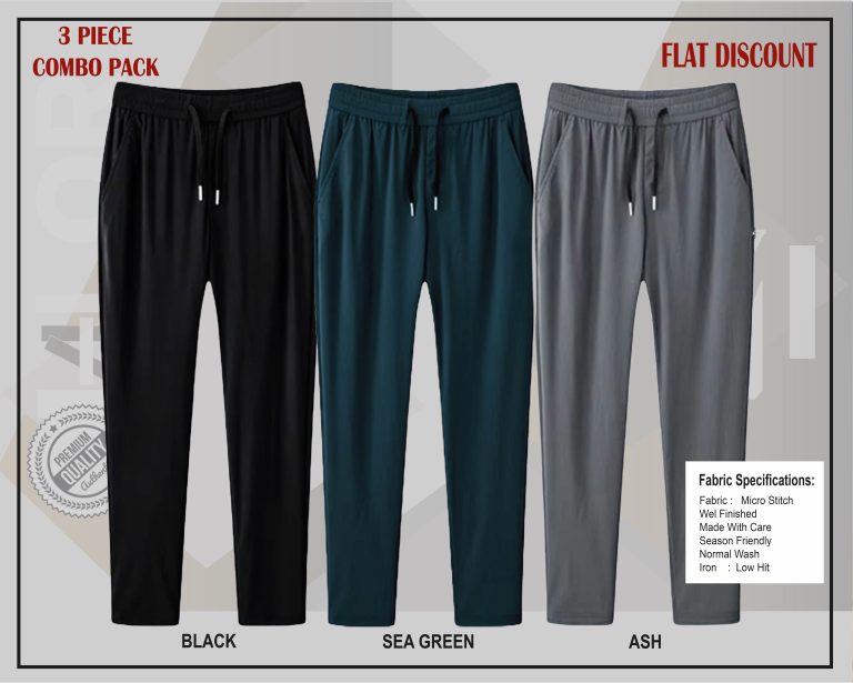Any 3 PIECE | Premium Comfortable Micro Stitched Solid Trouser - Image 1
