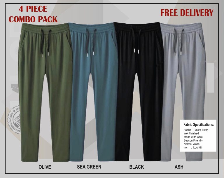 Any 4 PIECE | Premium Comfortable Micro Stitched Solid Trouser - Image 1