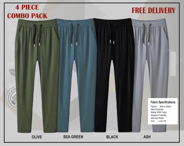 Any 4 PIECE | Premium Comfortable Micro Stitched Solid Trouser