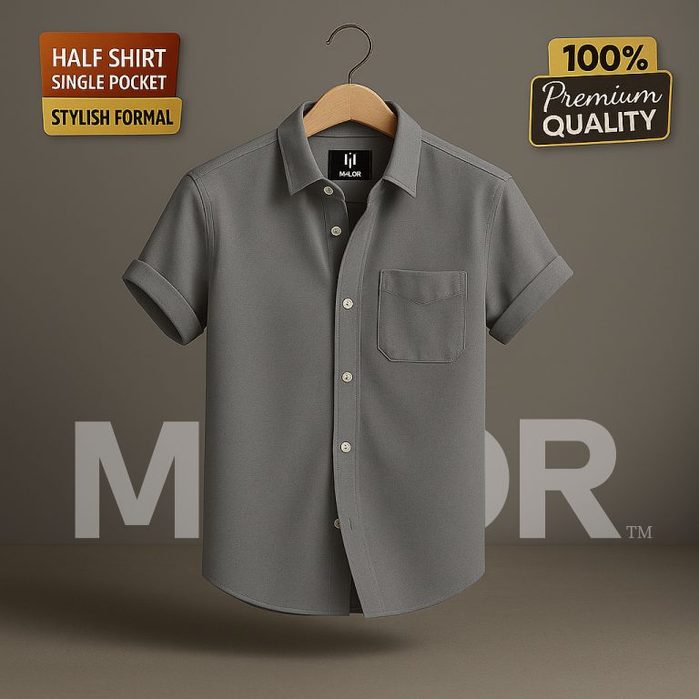 Premium Comfortable Oxford Cotton Short Sleeve Shirt For Men’s – ASH - Image 1