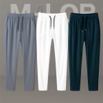 3 Pcs Combo- Premium Quality Micro Solid Trousers- Ash, White & Sea Green