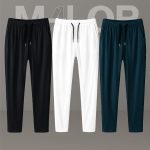 3 Pcs Combo- Premium Quality Micro Solid Trousers- Black , White & Sea Green