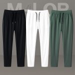 3 Pcs Combo- Premium Quality Micro Solid Trousers- Black , White & Olive