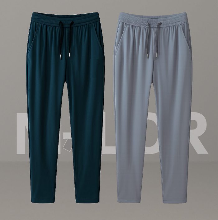 Premium Quality Micro Solid Trouser – SEA GREEN & ASH - Image 1