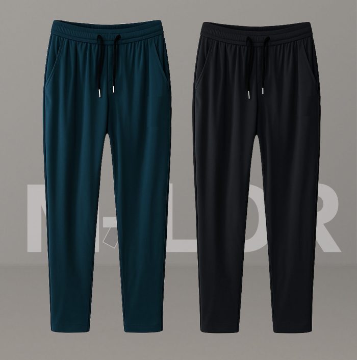 Premium Quality Micro Solid Trouser – SEA GREEN & BLACK - Image 1