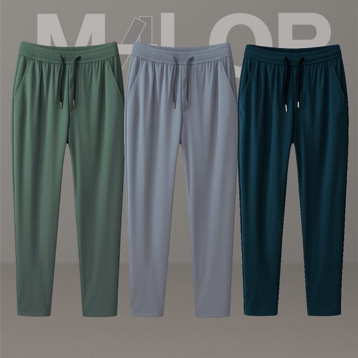 3 Pcs Combo- Premium Quality Micro Solid Trousers- Olive , Ash & Sea Green - Image 1