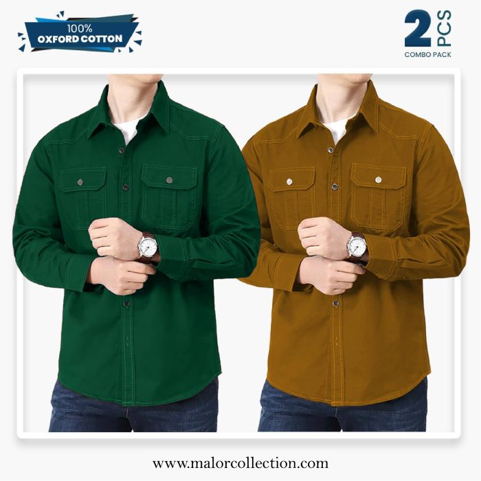 2 Pcs Combo Premium Double Pocket Shirt - Image 1