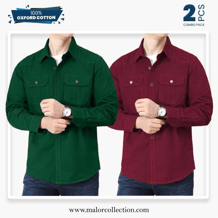 2 Pcs Combo Premium Double Pocket Shirt - Image 1