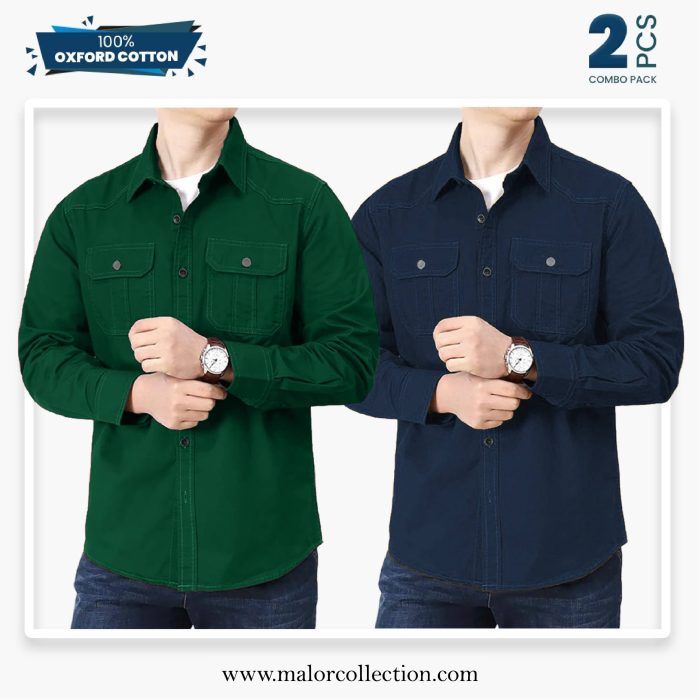 2 Pcs Combo Premium Double Pocket Shirt - Image 1