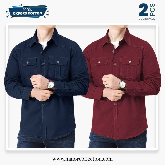 2 Pcs Combo Premium Double Pocket Shirt - Image 1