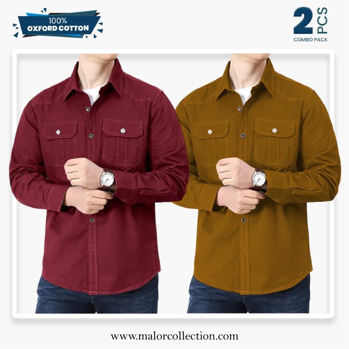2 Pcs Combo Premium Double Pocket Shirt - Image 1