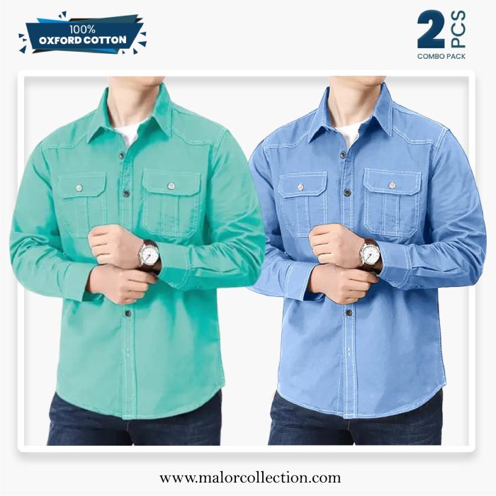 2 Pcs Combo Premium Double Pocket Shirt - Image 1