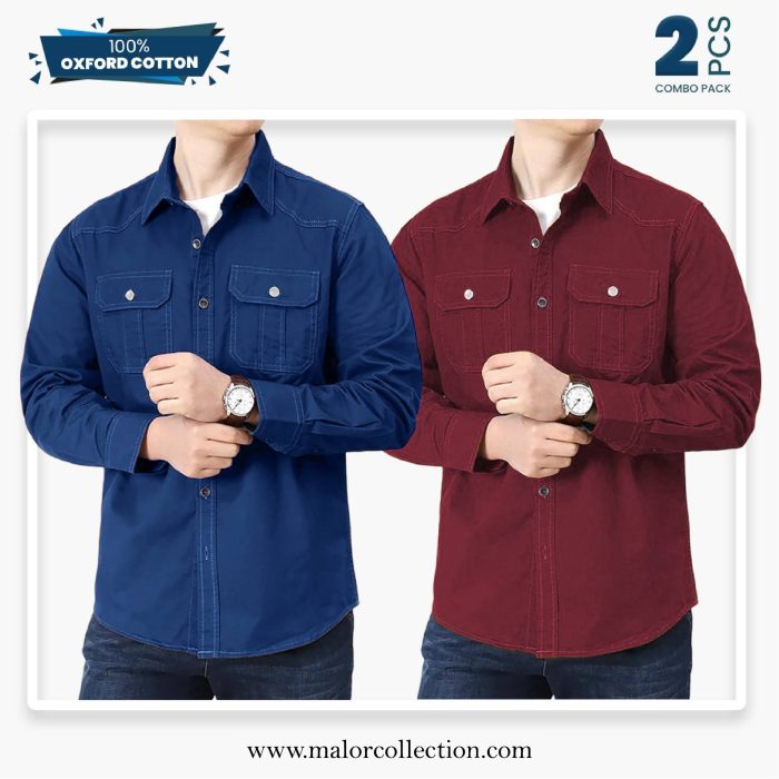 2 Pcs Combo Premium Double Pocket Shirt - Image 1