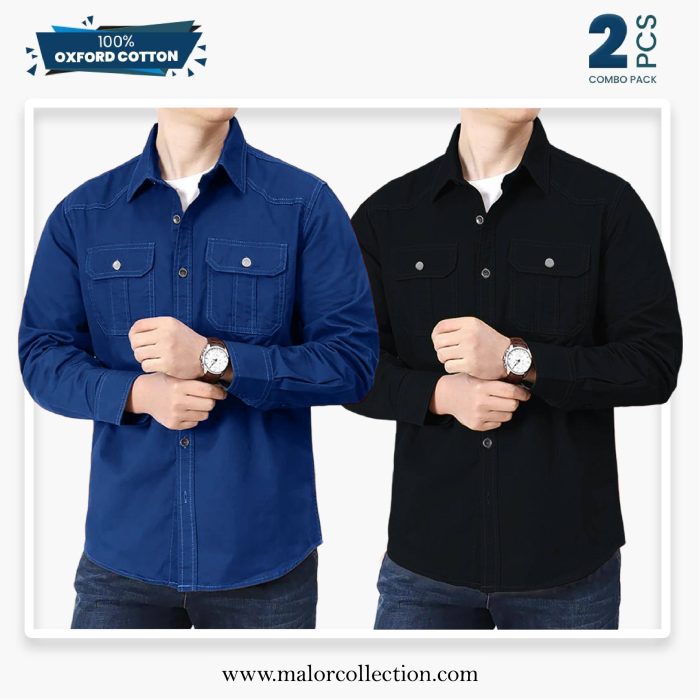 2 Pcs Combo Premium Double Pocket Shirt - Image 1