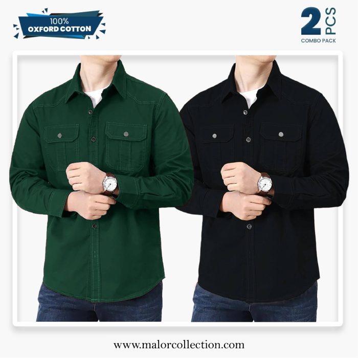2 Pcs Combo Premium Double Pocket Shirt - Image 1