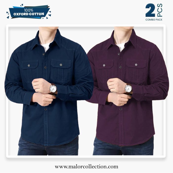 2 Pcs Combo Premium Double Pocket Shirt - Image 1