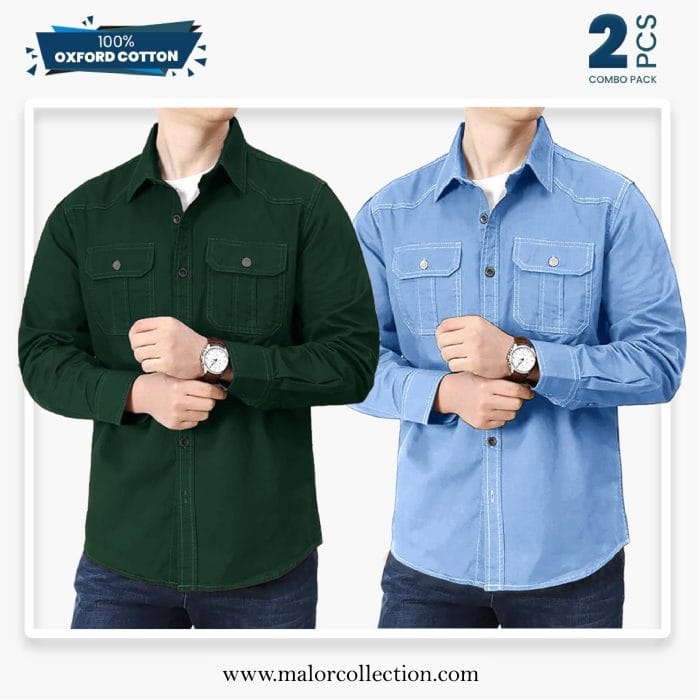 2 Pcs Combo Premium Double Pocket Shirt - Image 1