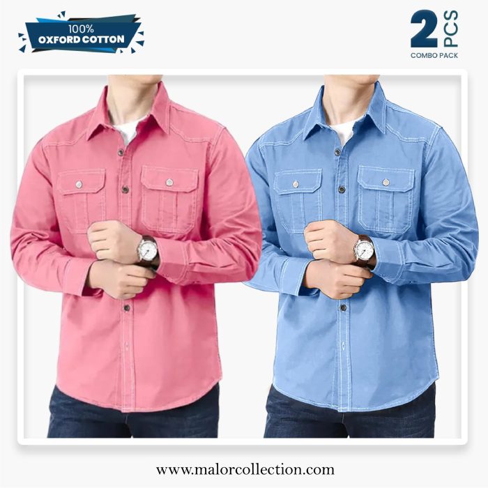 2 Pcs Combo Premium Double Pocket Shirt - Image 1