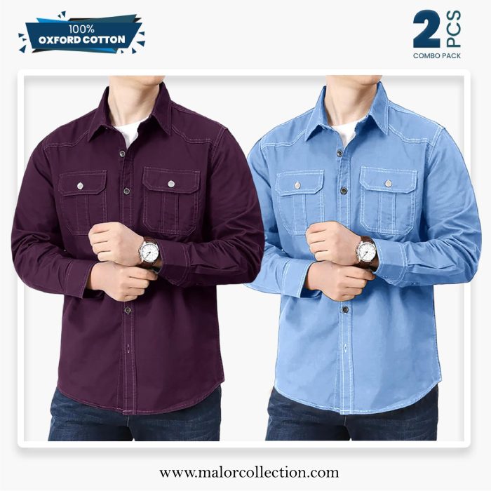 2 Pcs Combo Premium Double Pocket Shirt - Image 1