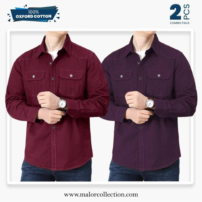 2 Pcs Combo Premium Double Pocket Shirt - Image 1