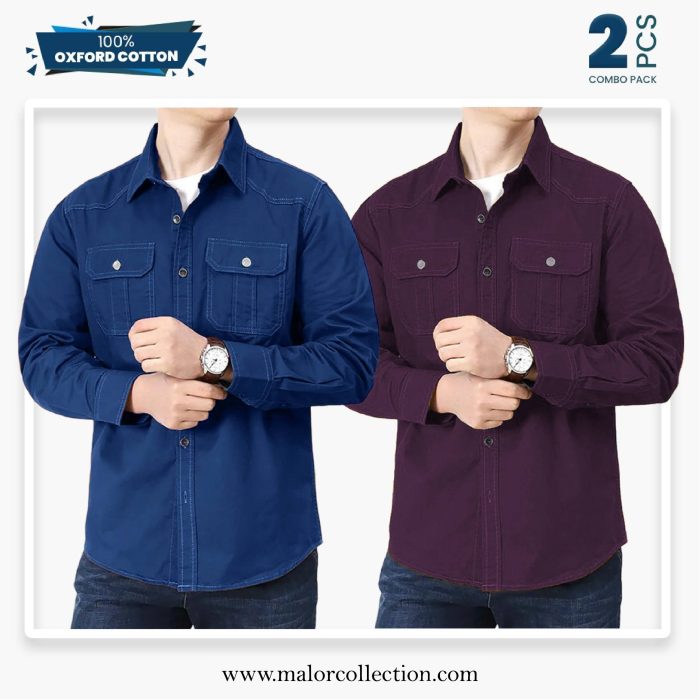 2 Pcs Combo Premium Double Pocket Shirt - Image 1