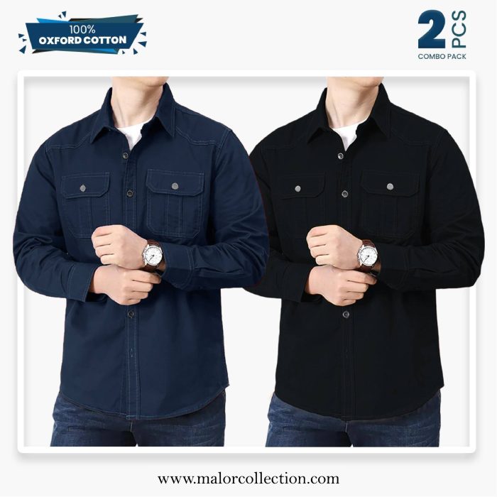 2 Pcs Combo Premium Double Pocket Shirt - Image 1