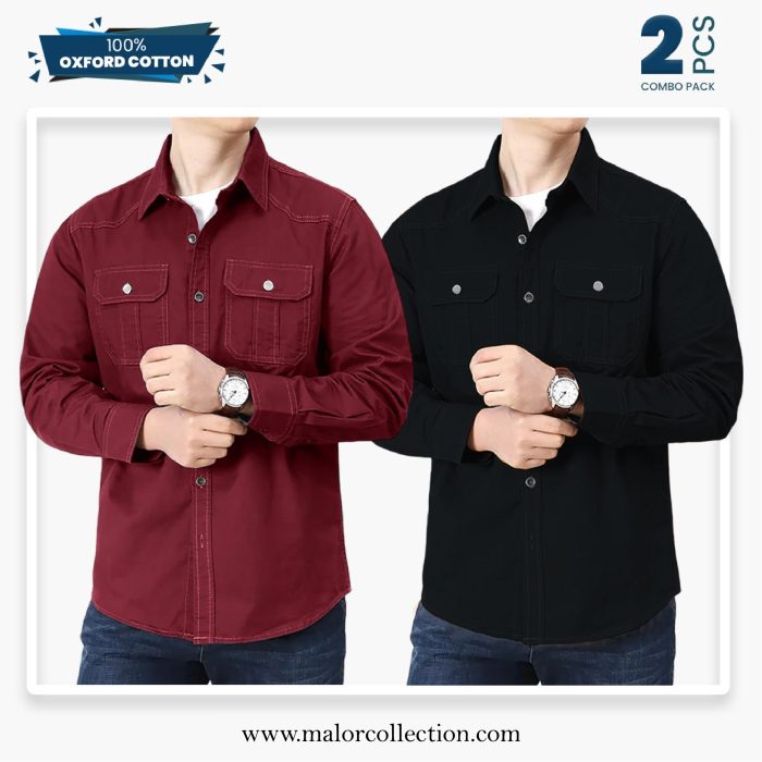 2 Pcs Combo Premium Double Pocket Shirt - Image 1