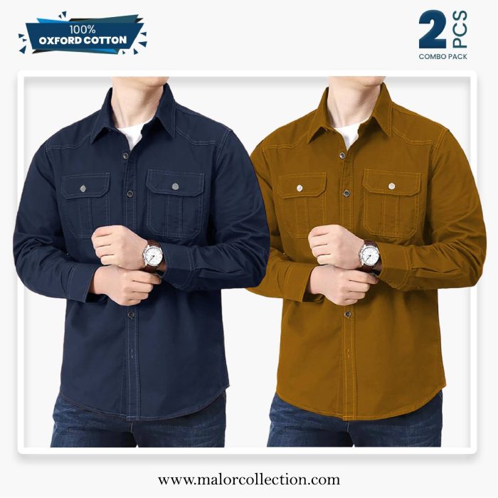 2 Pcs Combo Premium Double Pocket Shirt - Image 1