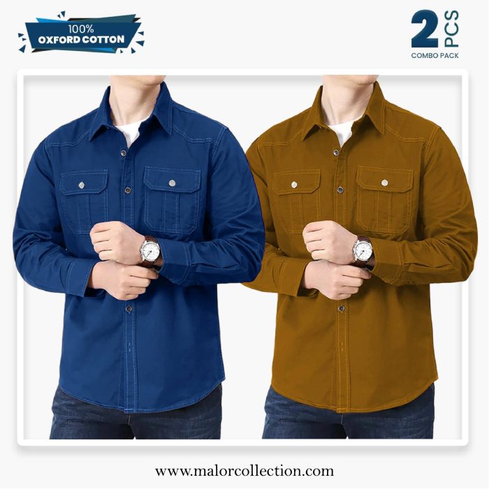 2 Pcs Combo Premium Double Pocket Shirt - Image 1