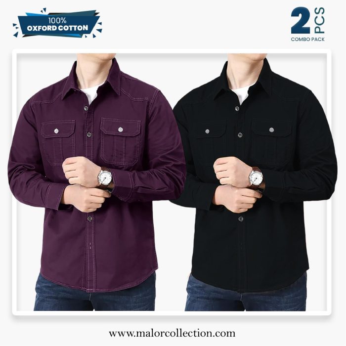 2 Pcs Combo Premium Double Pocket Shirt - Image 1