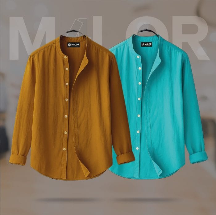 Band Collar Premium Shirt - 2 Pcs Combo - Image 1