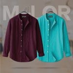 Band Collar Premium Shirt - 2 Pcs Combo