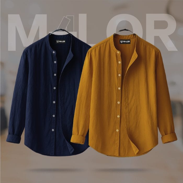 Band Collar Premium Shirt - 2 Pcs Combo - Image 1