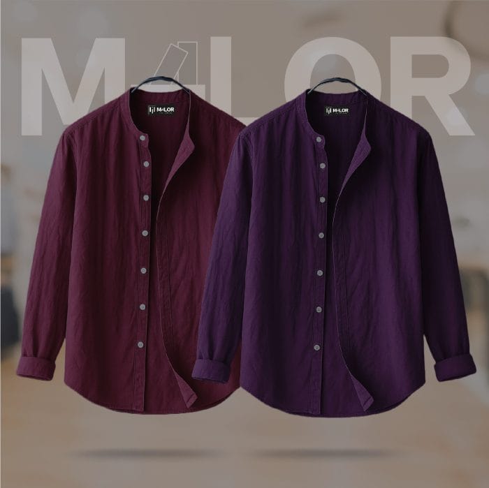 Band Collar Premium Shirt - 2 Pcs Combo - Image 1
