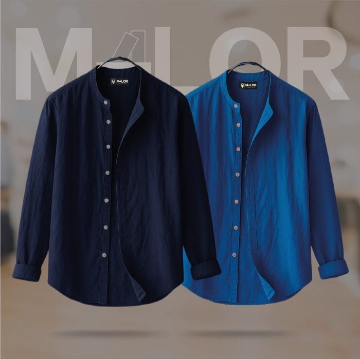 Band Collar Premium Shirt - 2 Pcs Combo - Image 1