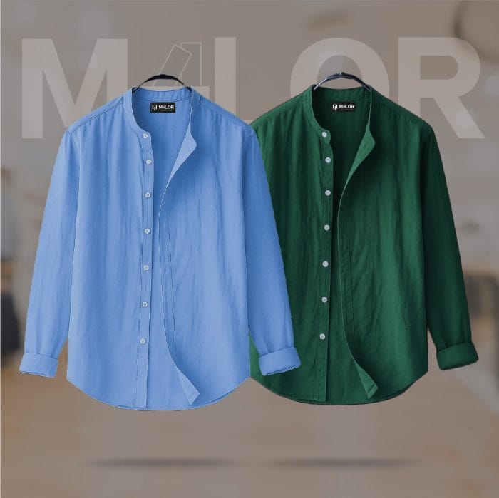 Band Collar Premium Shirt 2 Pcs Combo - Image 1