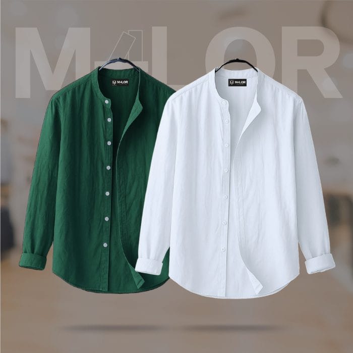 Band Collar Premium Shirt 2 Pcs Combo - Image 1