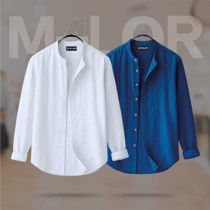 Band Collar Premium Shirt 2 Pcs Combo - Image 1