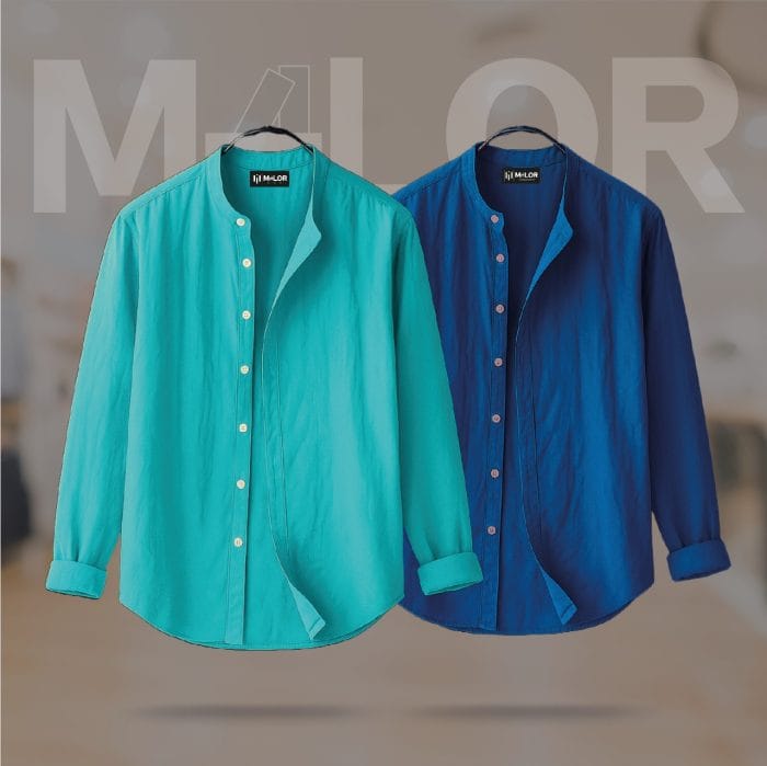 Band Collar Premium Shirt 2 Pcs Combo - Image 1