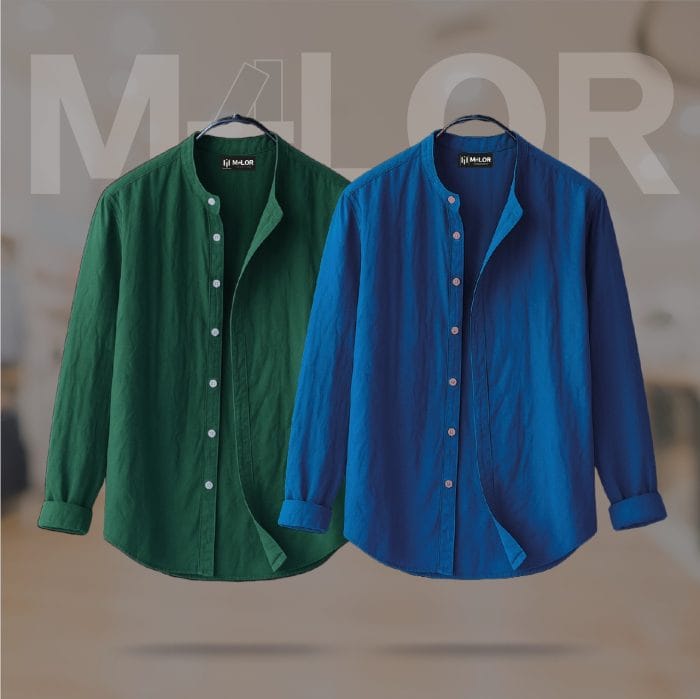 Band Collar Premium Shirt 2 Pcs Combo - Image 1