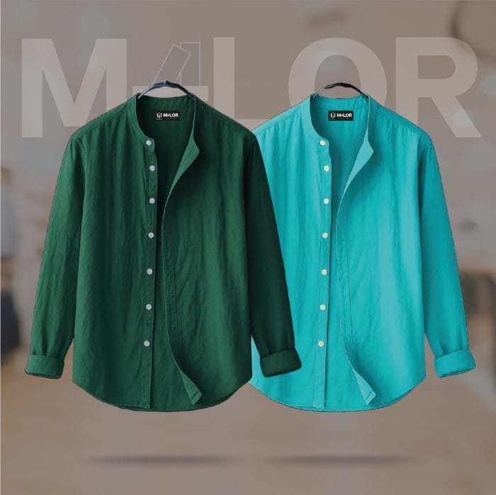 Band Collar Premium Shirt 2 Pcs Combo - Image 1
