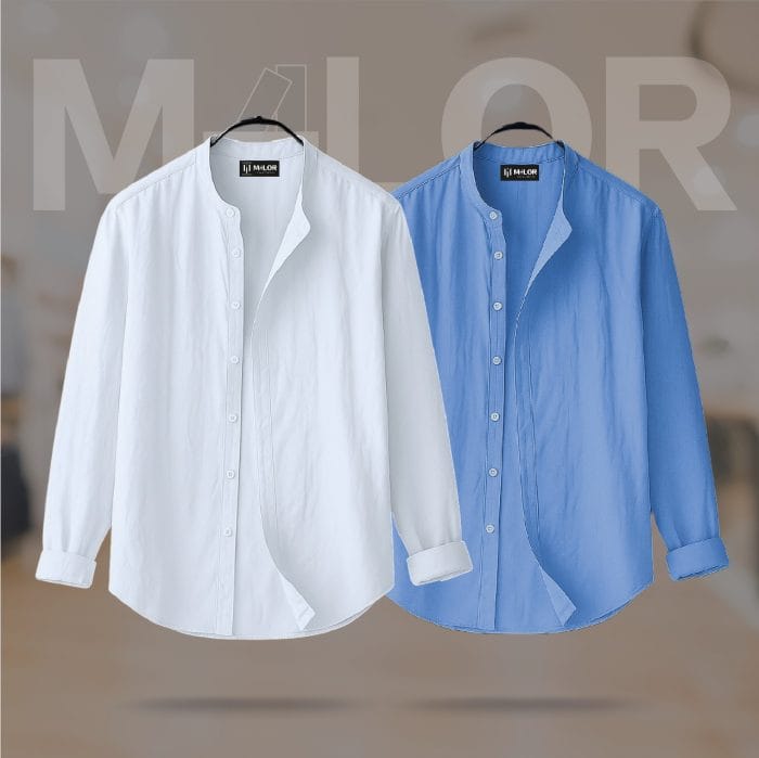 Band Collar Premium Shirt 2 Pcs Combo - Image 1