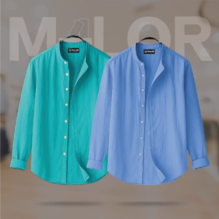 Band Collar Premium Shirt 2 Pcs Combo - Image 1