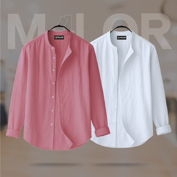 Band Collar Premium Shirt 2 Pcs Combo - Image 1