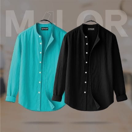 Band Collar Premium Shirt 2 Pcs Combo