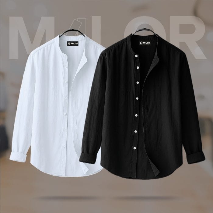Band Collar Premium Shirt 2 Pcs Combo - Image 1